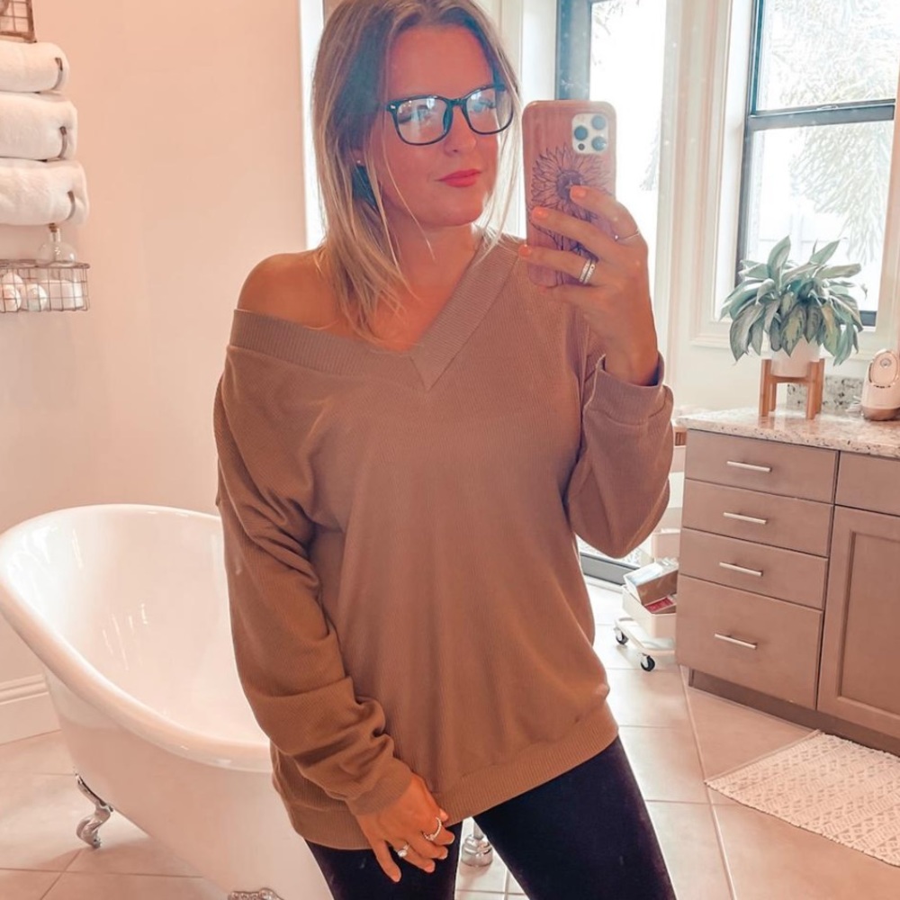 V-Neck Tie Back Sweater